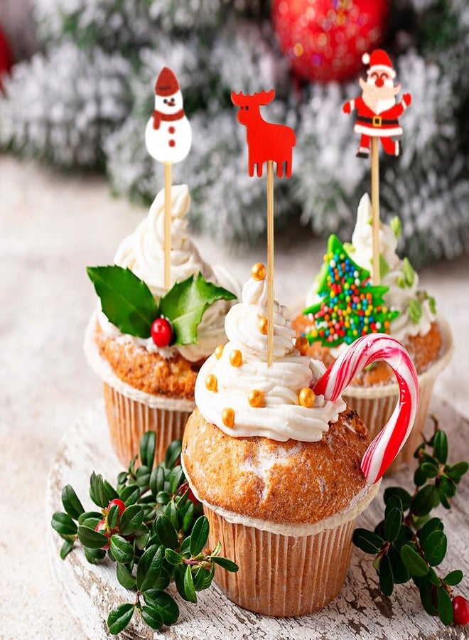 Leislam Christmas Toothpicks for Appetizers, 100 PCS Christmas Cocktail Picks, Christmas Picks for Food, Xmas Decorative Bamboo Food Sandwich Skewers Drinks Dessert for Christmas Party Decoration Supplies - Image 4
